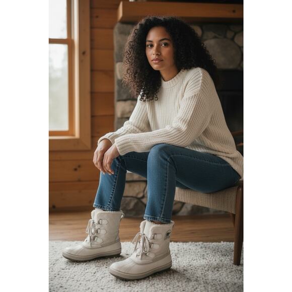 Sorel Women’s White Vapor Snow Boots Size 7.5 Waterproof Insulated Winter Snow - Picture 1 of 3